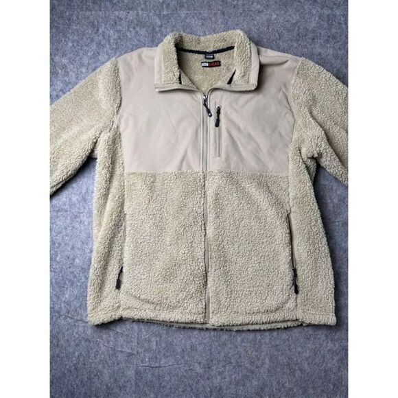 32 Degrees Fleece Jacket Women's Large Beige Regular Fit Long Sleeve Full Zip - Picture 1 of 6